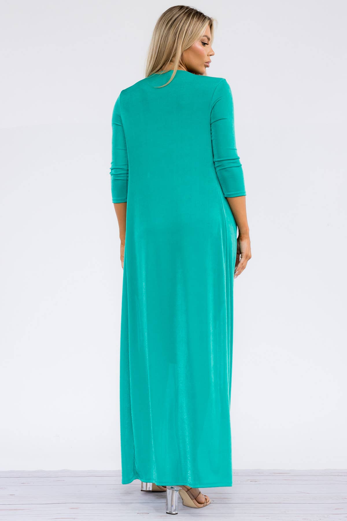 HH636R-S - 2 PC Tube Dress and Duster: Black / S