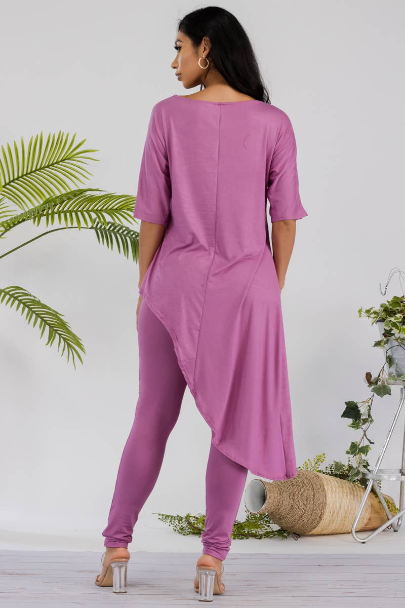 HH679R-SOLID - 2 PC Top and Legging Set: ROYAL BLUE / M