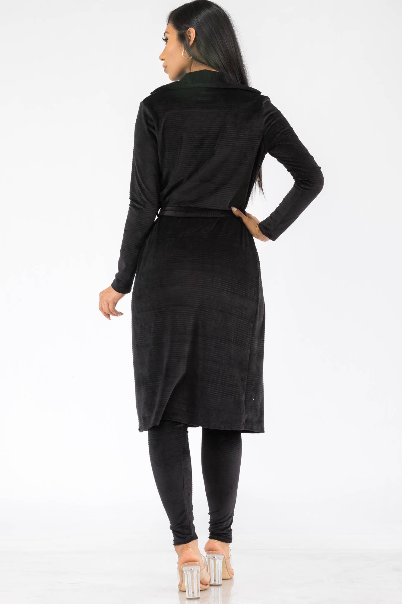 Kimono Style High-Waisted 2PC Set HH577X-SL - 2 PC Pant Set: BLACK