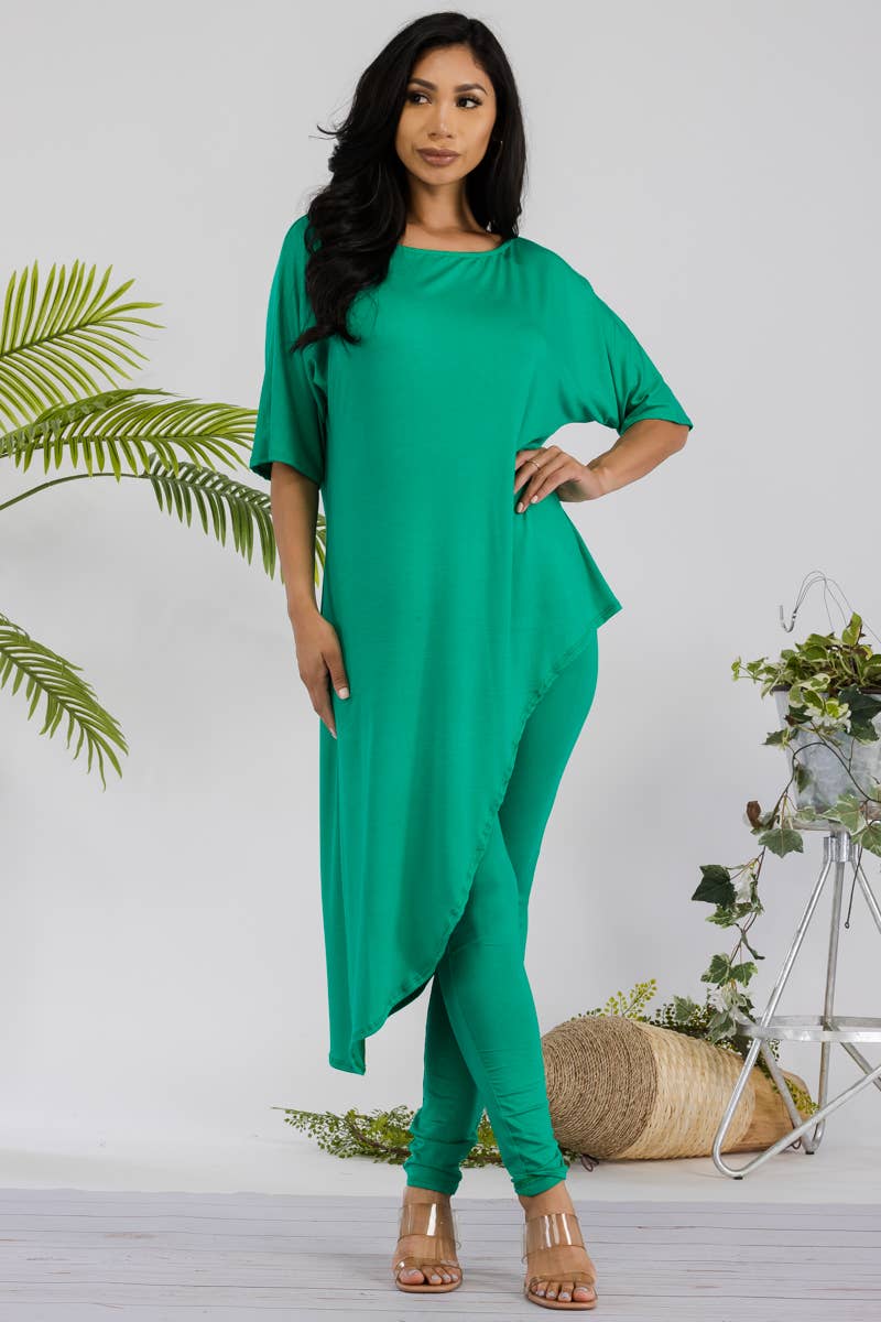HH679R-SOLID - 2 PC Top and Legging Set: ROYAL BLUE / S