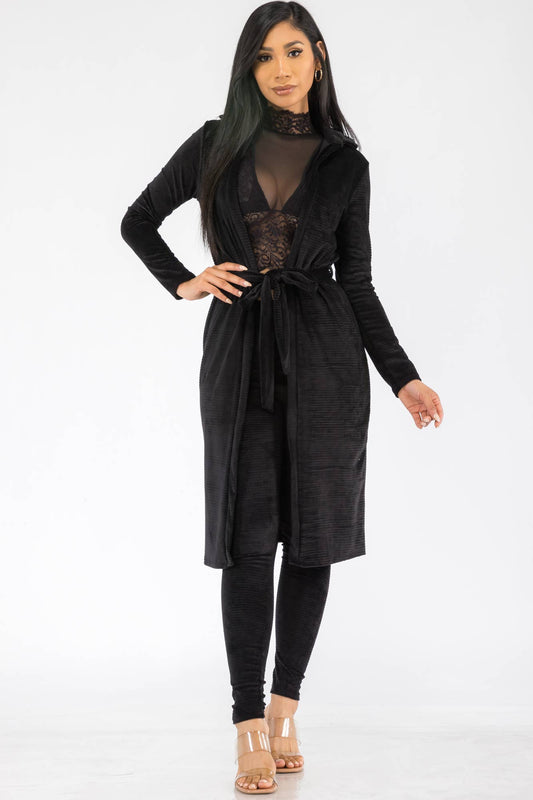 Kimono Style High-Waisted 2PC Set HH577X-SL - 2 PC Pant Set: BLACK