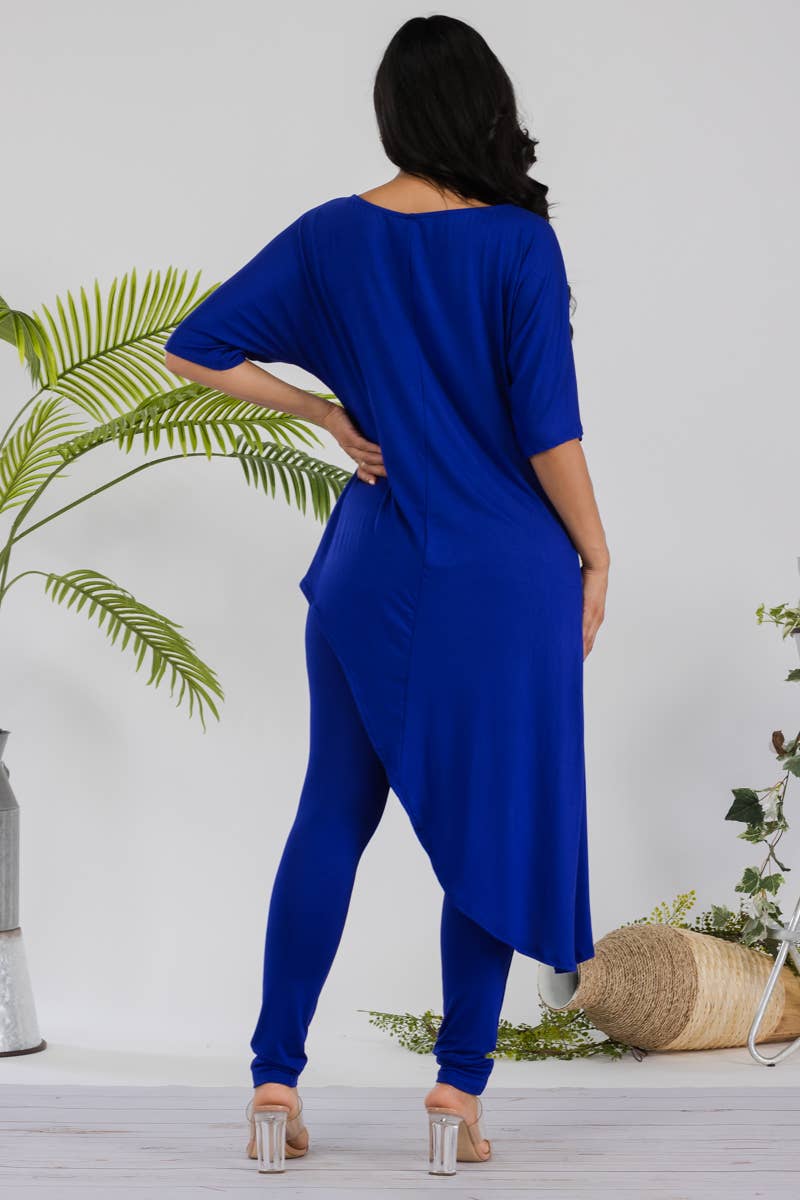HH679R-SOLID - 2 PC Top and Legging Set: ROYAL BLUE / M