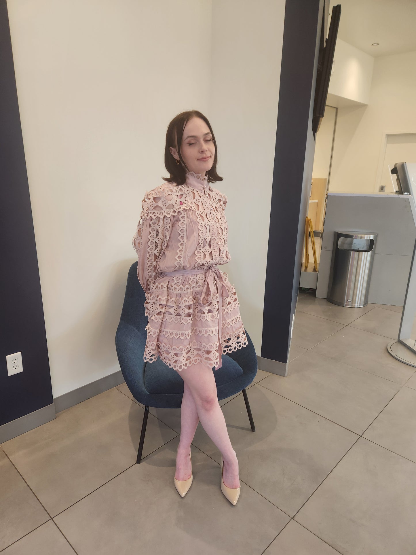 Mauve Lace Trimming Dress