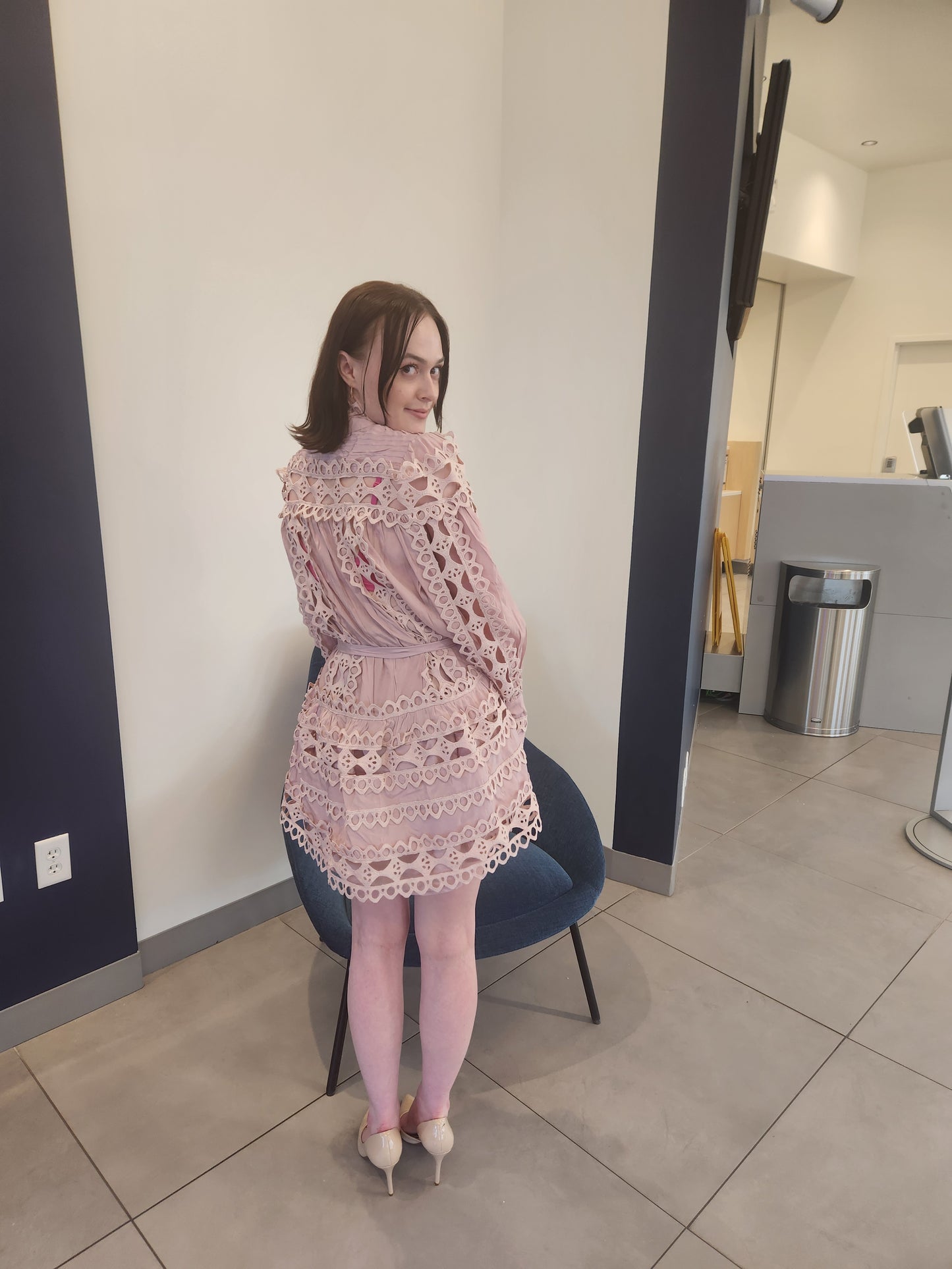 Mauve Lace Trimming Dress