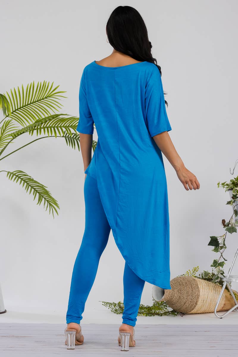 HH679R-SOLID - 2 PC Top and Legging Set: ROYAL BLUE / S