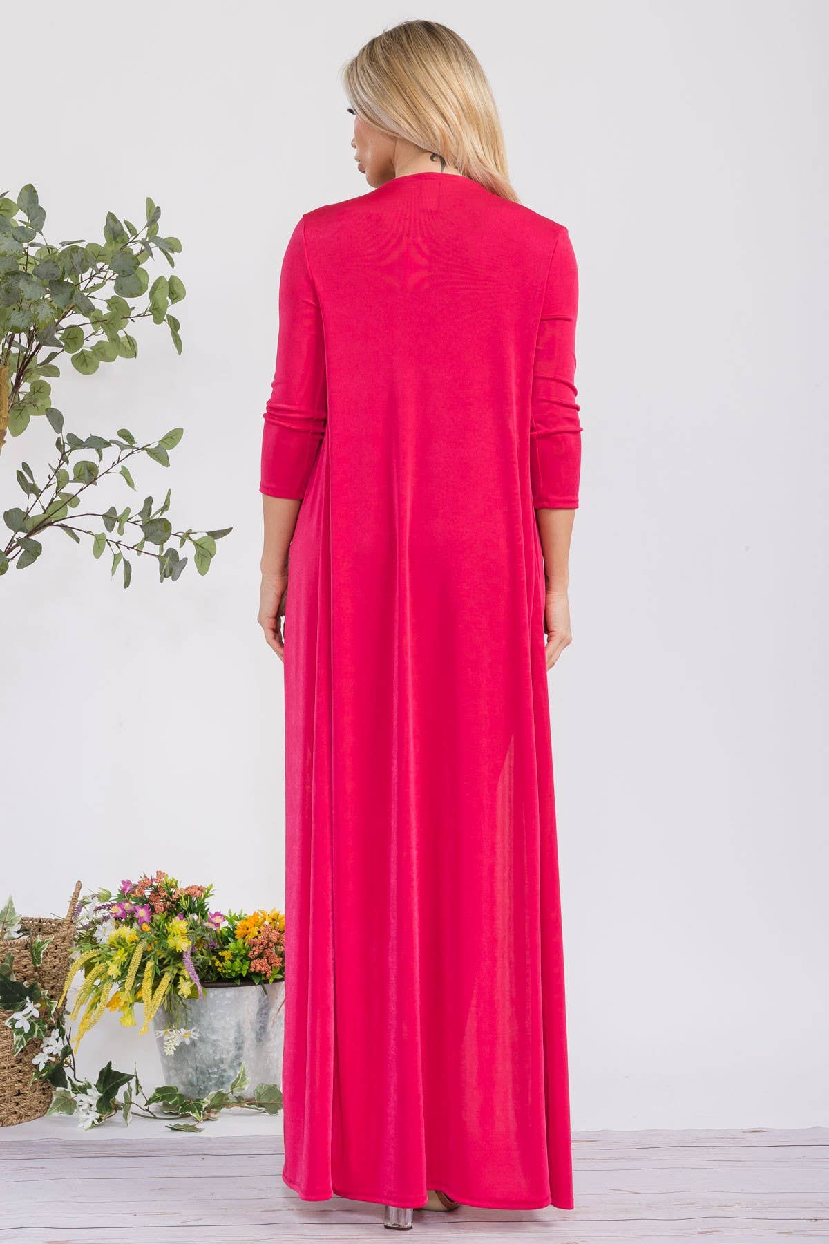 HH636R-S - 2 PC Tube Dress and Duster: Black / S