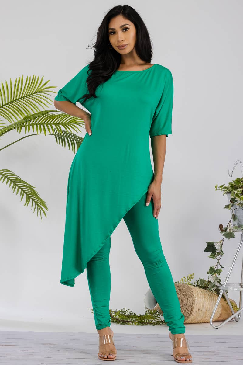 HH679R-SOLID - 2 PC Top and Legging Set: ROYAL BLUE / S