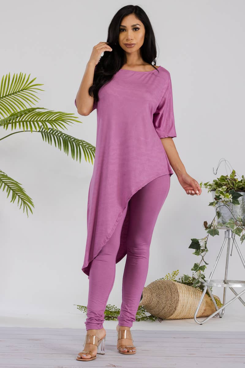 HH679R-SOLID - 2 PC Top and Legging Set: ROYAL BLUE / M