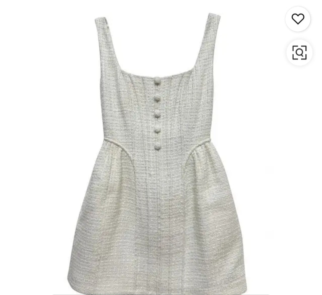 Sleeveless waist cinching tweed summer dress